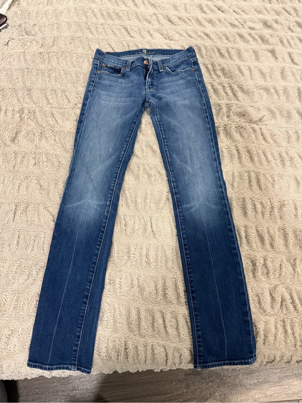 7 For All Mankind Women's Straight Leg Jeans in Medium Blue